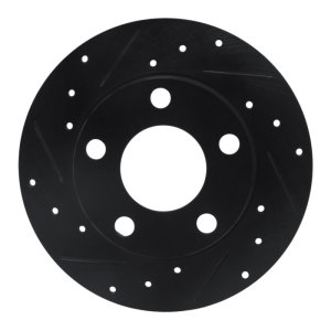 Audi A4 Quattro Brake Rotor (1) - Rear Left - R1 Concepts - Drilled & Slotted - Black - `96-`05